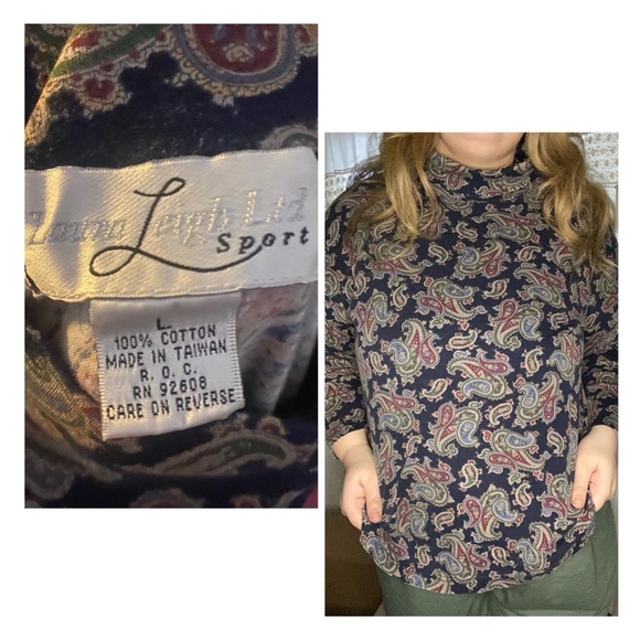 Paisley print vintage style 90’s turtle neck - Picture 4 of 4